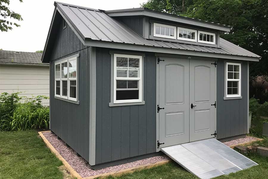 Ramp Attached to Gray Shed